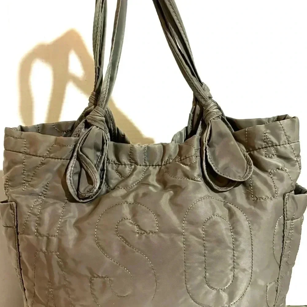 Marc by Marc Jacob’s gray quilted nylon hobo handbag